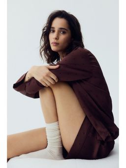 H&M - Women Brown Satin Shirt with Shorts