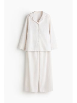 H&M - Women Beige Oxford pyjamas and Shirt