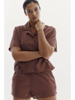 H&M - Women Red Broderie anglaise Shirt with Shorts