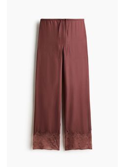 H&M - Women Red Lace-trimmed satin pyjama bottoms