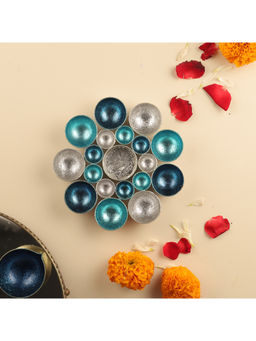 HomeTown - Aruba Iron Table Top Tealight Holder In Indigo Green