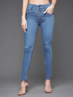 Miss Chase - Womens Blue Skinny Fit High Rise Stretchable High Waist Denim Jeans