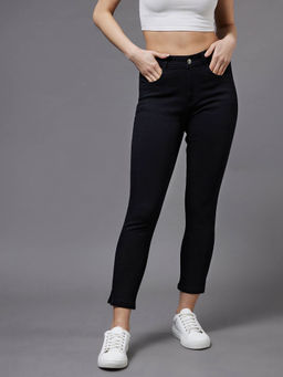 Miss Chase - Womens Black OD Skinny High Rise Cropped Stretchable Denim Jeans