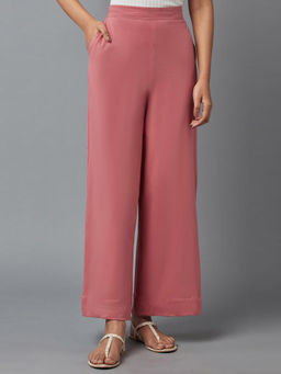 Elleven - Eleven Pink Cotton Lycra Straight Palazzo