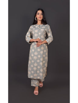 Zolo Label - Grey Muslin Kurta With Pant (Set of 2)