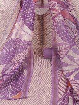 Kami Kubi - Lavender Embroidered Leheriya Unstitched Kurta with Bottom and Dupatta (Set of 3)