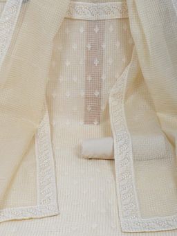 Kami Kubi - Beige Embroidered Unstitched Kurta with Bottom and Dupatta (Set of 3)