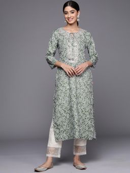 Varanga - Women Bandhani Printed, Gota Embellished Yoke, Straight Kurta