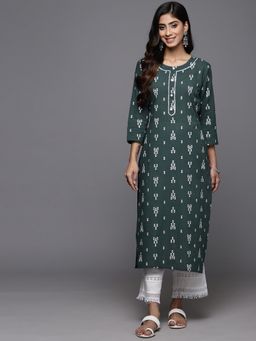 Varanga - Women Teal Khari Printed Straight Kurta