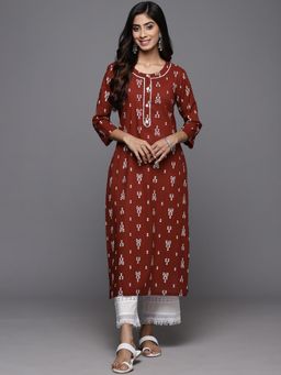 Varanga - Women Rust Khari Printed Straight Kurta