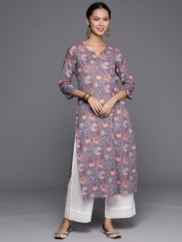 Varanga - Women Grey Three- Quarter Sleeve Straight Kurta