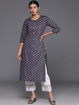Varanga - Women Ethnic Motif Printed Straight Kurta with Three Quarter Sleeves