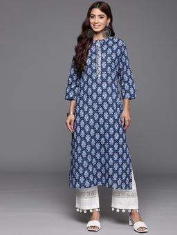 Varanga - Women Navy Blue Paisley Printed Straight Kurta