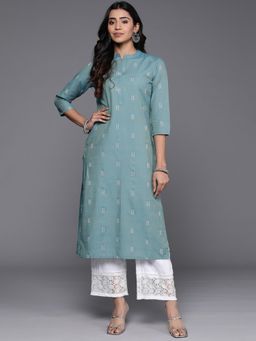 Varanga - Women Blue Self Design Straight Kurta