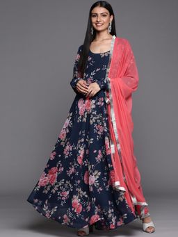 Varanga - Blue Anarkali Kurta Paired with Chiffon Dupatta (Set of 2)