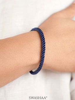 SWASHAA - Navy Twisted Mens Rope Bracelet - Blue (8.5)