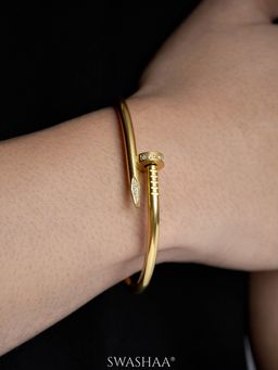 SWASHAA - Zayden Diamond Nail Mens Bracelet - Gold