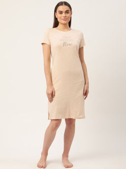 Sweet Dreams - Women Beige Polka Dots Nightdress
