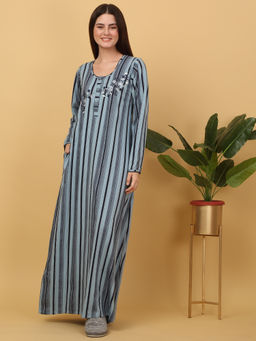 Sweet Dreams - Women Blue Stripes Nightdress