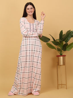 Sweet Dreams - Women Pink Checks Nightdress