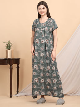 Sweet Dreams - Women Green Floral Nightdress