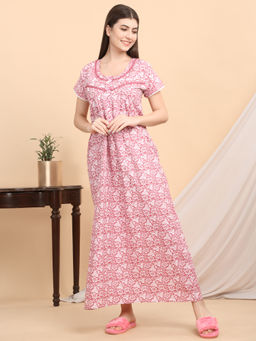 Sweet Dreams - Women Pink Floral Nightdress