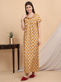 Sweet Dreams - Women Yellow Floral Nightdress