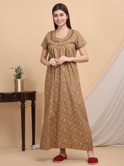 Sweet Dreams - Women Beige Floral Nightdress