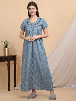 Sweet Dreams - Women Blue Floral Nightdress