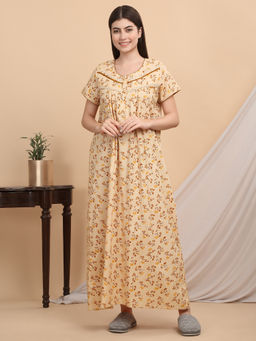 Sweet Dreams - Women Yellow Floral Nightdress