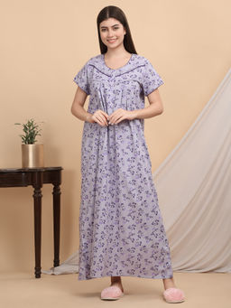 Sweet Dreams - Women Purple Floral Nightdress
