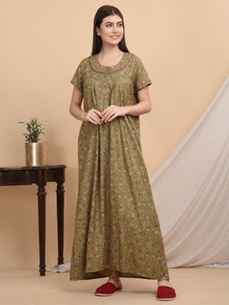 Sweet Dreams - Women Green Floral Nightdress