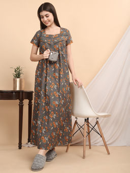 Sweet Dreams - Women Grey Floral Nightdress