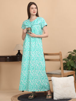 Sweet Dreams - Women Green Floral Nightdress