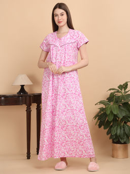 Sweet Dreams - Women Pink Floral Nightdress