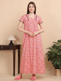 Sweet Dreams - Women Peach Floral Nightdress
