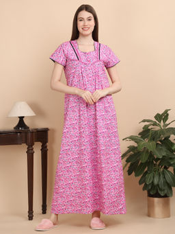Sweet Dreams - Women Pink Floral Nightdress