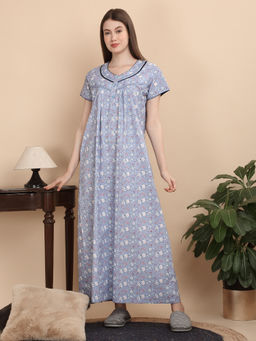 Sweet Dreams - Women Blue Floral Nightdress