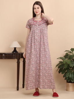 Sweet Dreams - Women Pink Floral Printed Nightdress