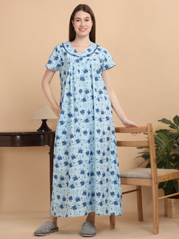 Sweet Dreams - Women Blue Printed Nightdress
