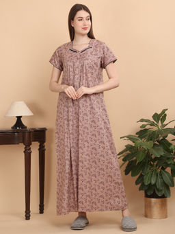 Sweet Dreams - Women Brown Floral Nightdress