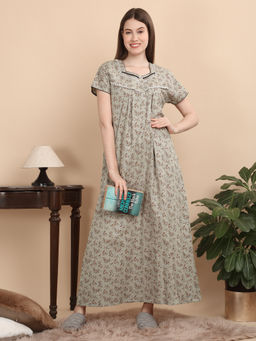 Sweet Dreams - Women Grey Floral Nightdress