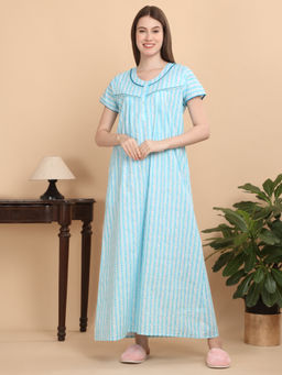 Sweet Dreams - Women Blue Printed Nightdress