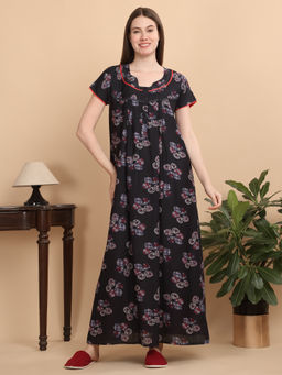 Sweet Dreams - Women Black Printed Nightdress