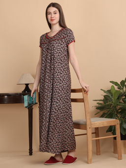 Sweet Dreams - Women Brown Floral Nightdress