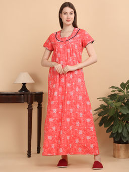 Sweet Dreams - Women Red Printed Night Dress