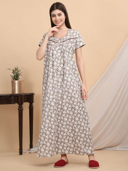 Sweet Dreams - Women Brown Floral Nightdress