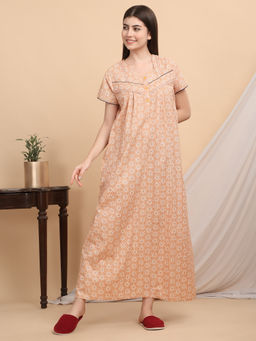 Sweet Dreams - Women Orange Printed Nightdress