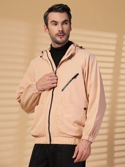 CHKOKKO - Men Polyester Winter Sports Windcheater Peach