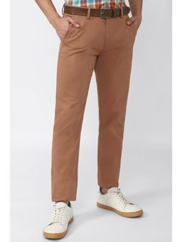 Peter England - Men Rust Solid Super Slim Fit Casual Trousers
